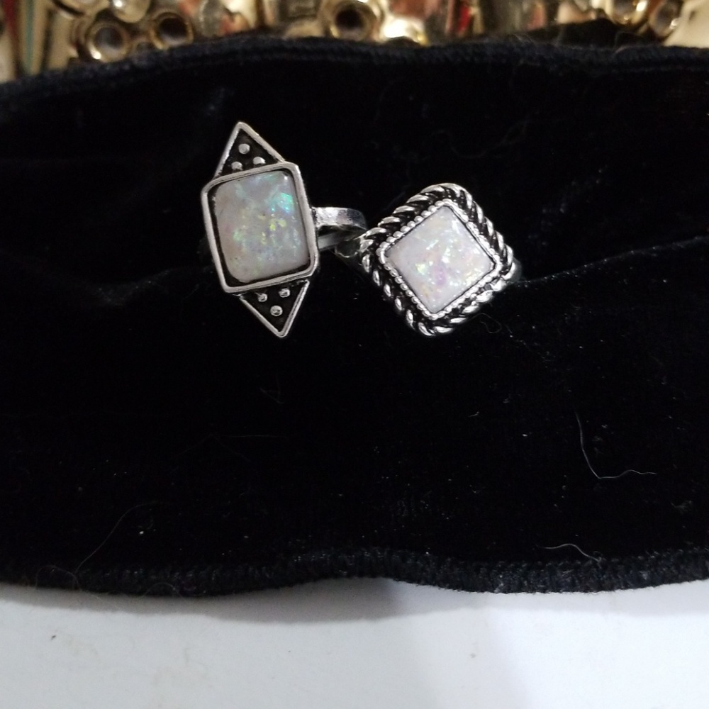 SALE 2/$10 Pair of geometric opalite rings